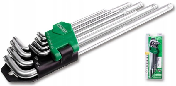 STALCO Klucze TORX z otworem krótkie 9szt S-48317