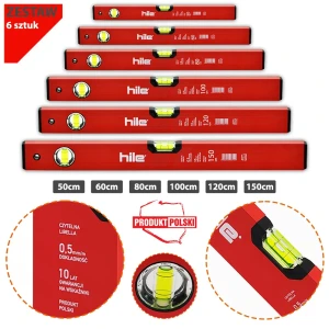 ZESTAW POZIOMIC PRO HILE 6 sztuk 50-150cm ALUMINIUM