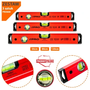 ZESTAW POZIOMIC PRO 600 3szt 50-120CM ENDURANCE ERS+ ALU