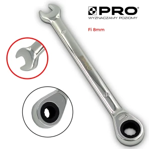 Klucz płasko-oczkowy z grzechotką 8MM STAL CRV PRO