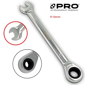 Klucz płasko-oczkowy z grzechotką 12MM STAL CRV PRO
