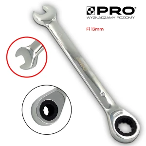 Klucz płasko-oczkowy z grzechotką 13MM STAL CRV PRO