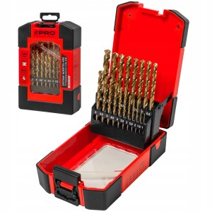 PRO ZESTAW WIERTEŁ TYTANOWYCH HSS TIN 19szt 1-10mm