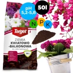 Ziemia do kwiatów balkonowych 50l PH 5,2 - 5,8 Podłoże z nawozem do roślin ozdobnych