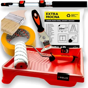 Zestaw malarski SOLID ZM5 Kij malarski z wałkiem Kuweta Skrobak Pędzel Taśma Folia