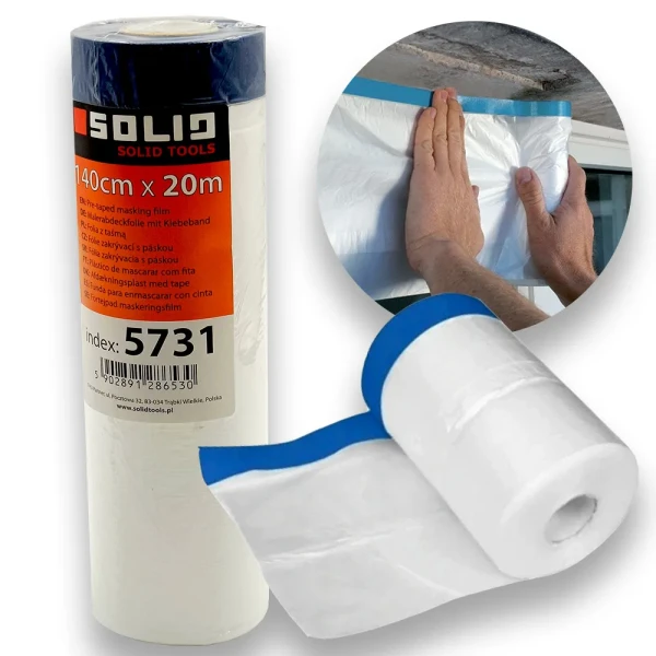 ANTYCHLAP Folia malarska z taśmą UV 140cm x 20mb SOLID 5731
