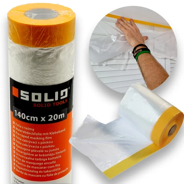 ANTYCHLAP Folia malarska z taśmą WASHI SAMURAJ UV 140cm x 20mb SOLID 5735