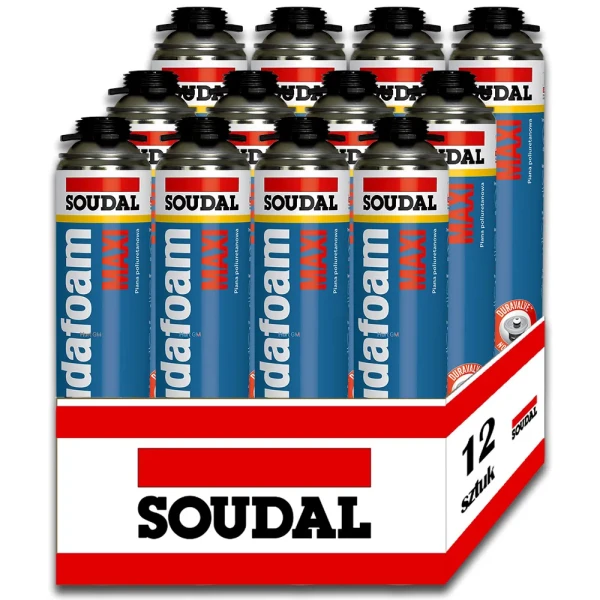 12x Pianka pistoletowa SOUDAL MAXI PIANA POLIURETANOWA DO PISTOLETU 870ml