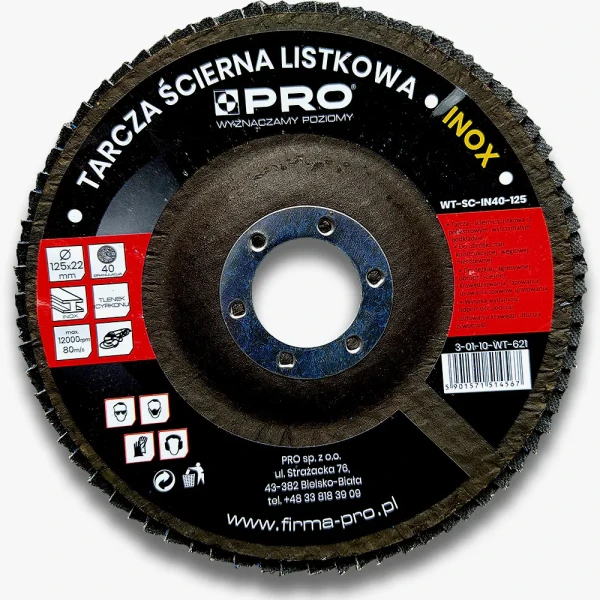 Tarcza listkowa ścierna INOX 125mm gr.80 PRO-WT623