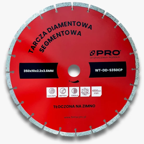 Tarcza diamentowa do betonu 350 x 10 x 2.2 x 3.6 mm segmentowa PRO-WT201