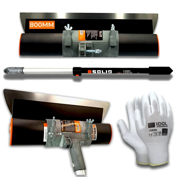 Nóż Kosa do gładzi 80cm + kij z adapterem + rękawiczki SOLID NDG53