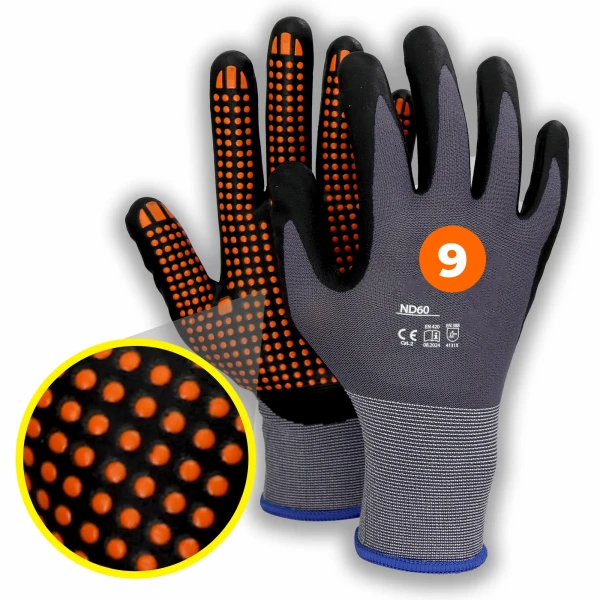 RĘKAWICE ROBOCZE nylonowe z antypoślizgowymi wypustkami rozmiar. 9 SOLID PREMIUM