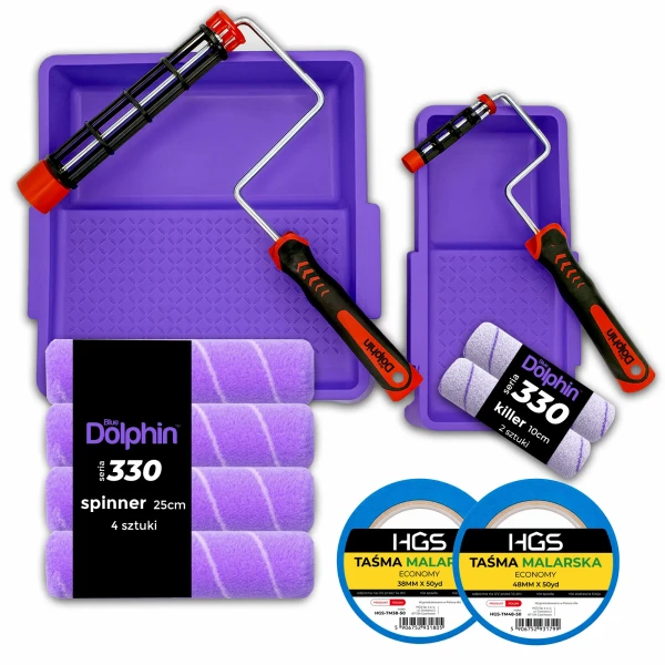 DOLPHIN 330 Zestaw 4x SPINNER 25cm 2X KILLER 10cm 2x UCHWYT 2x KUWETA 2x Taśma ZM16