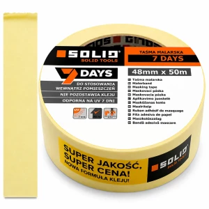 Taśma malarska 48mm x 50mb papierowa żółta maskująca SOLID