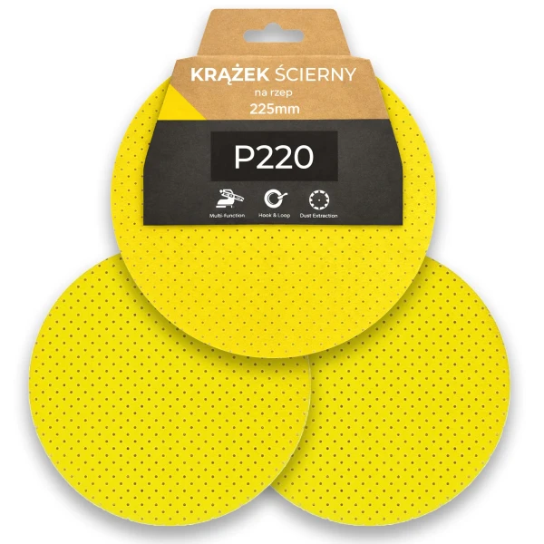 SOLID Krążek ścierny do żyrafy na rzep z flizeliną 225mm P220 (3szt)