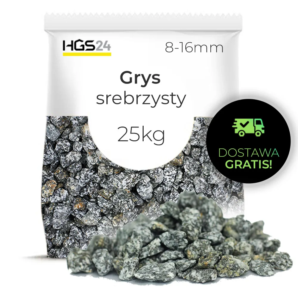 Grys srebrzysty kamień ozdobny 8-16mm 25kg