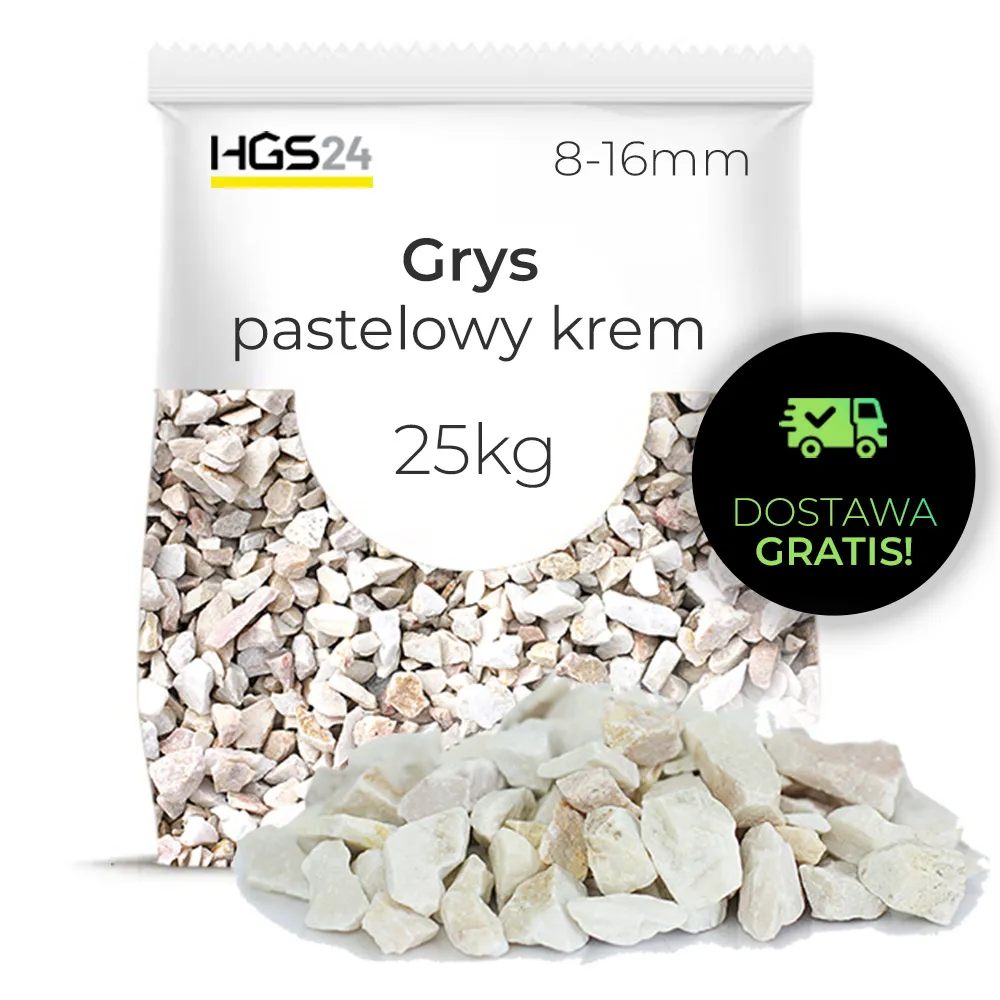 Grys pastelowy krem kamień ozdobny 8-16mm 25kg