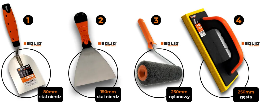 Kielnia szpachelka wałek paca zestaw do gładzi NDG3