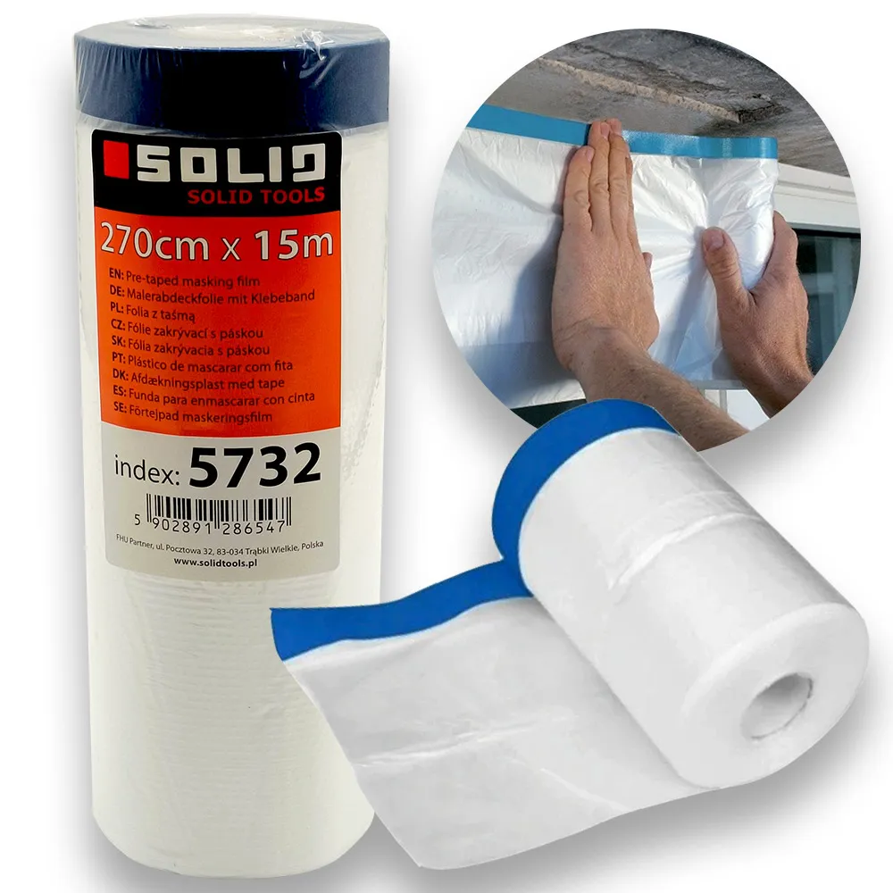 Antychlap folia malarska z taśmą SOLID 270cm x 15mb
