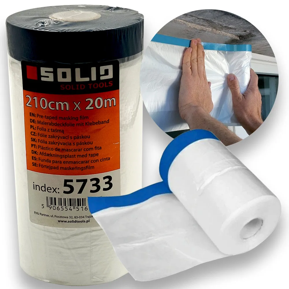 Antychlap folia malarska z taśmą SOLID 210cm x 20mb