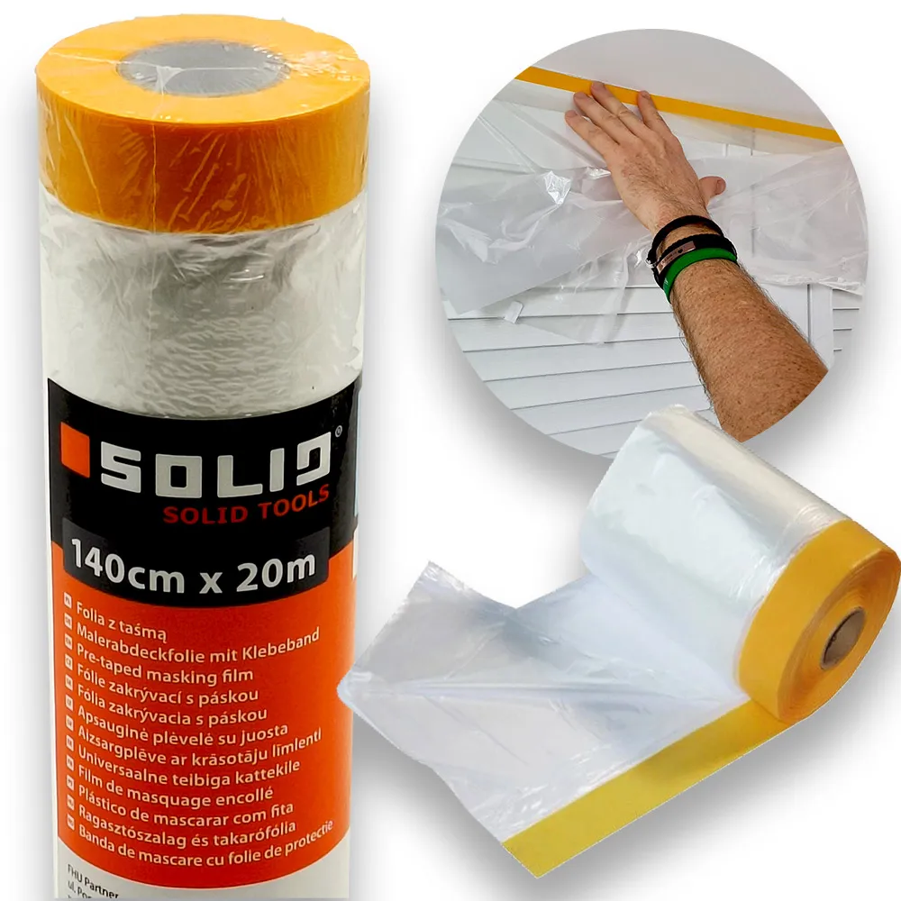 Antychlap folia malarska z taśmą washi SOLID 140cm x 20mb