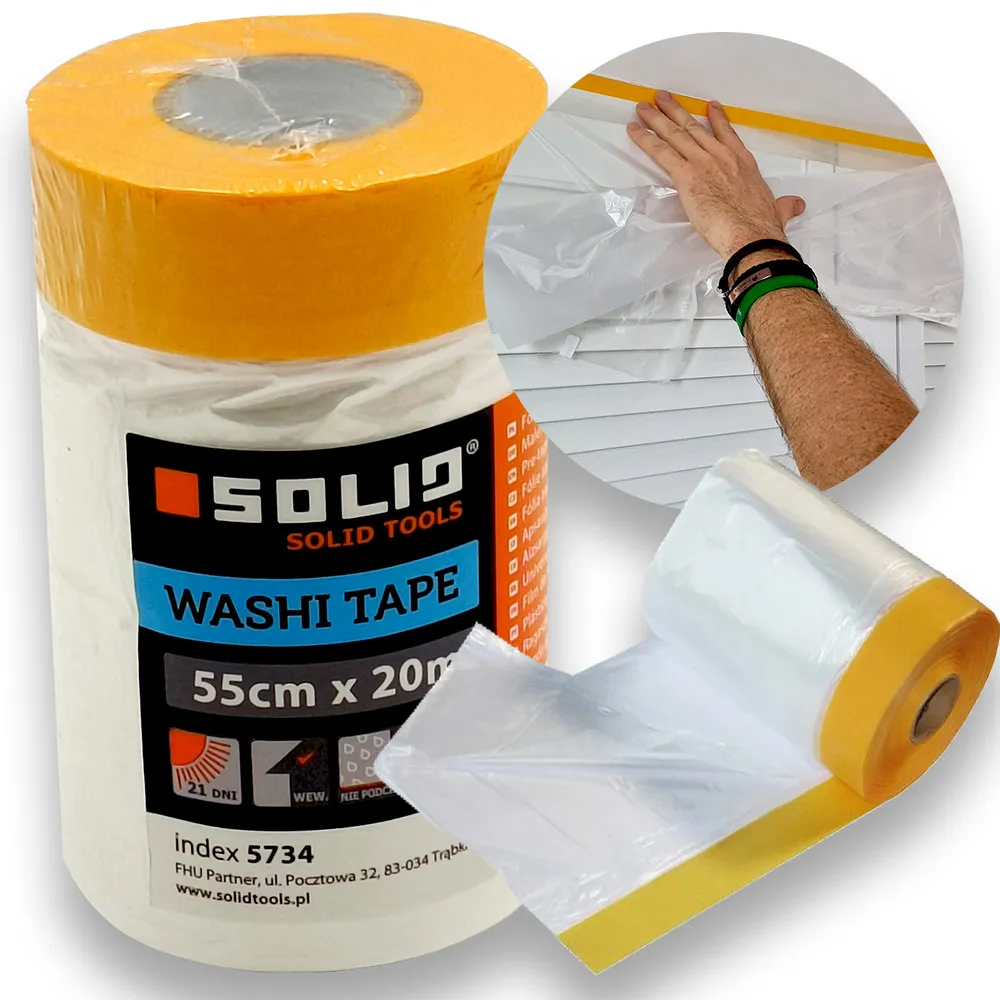 Antychlap folia malarska z taśmą washi SOLID 55cm x 20mb
