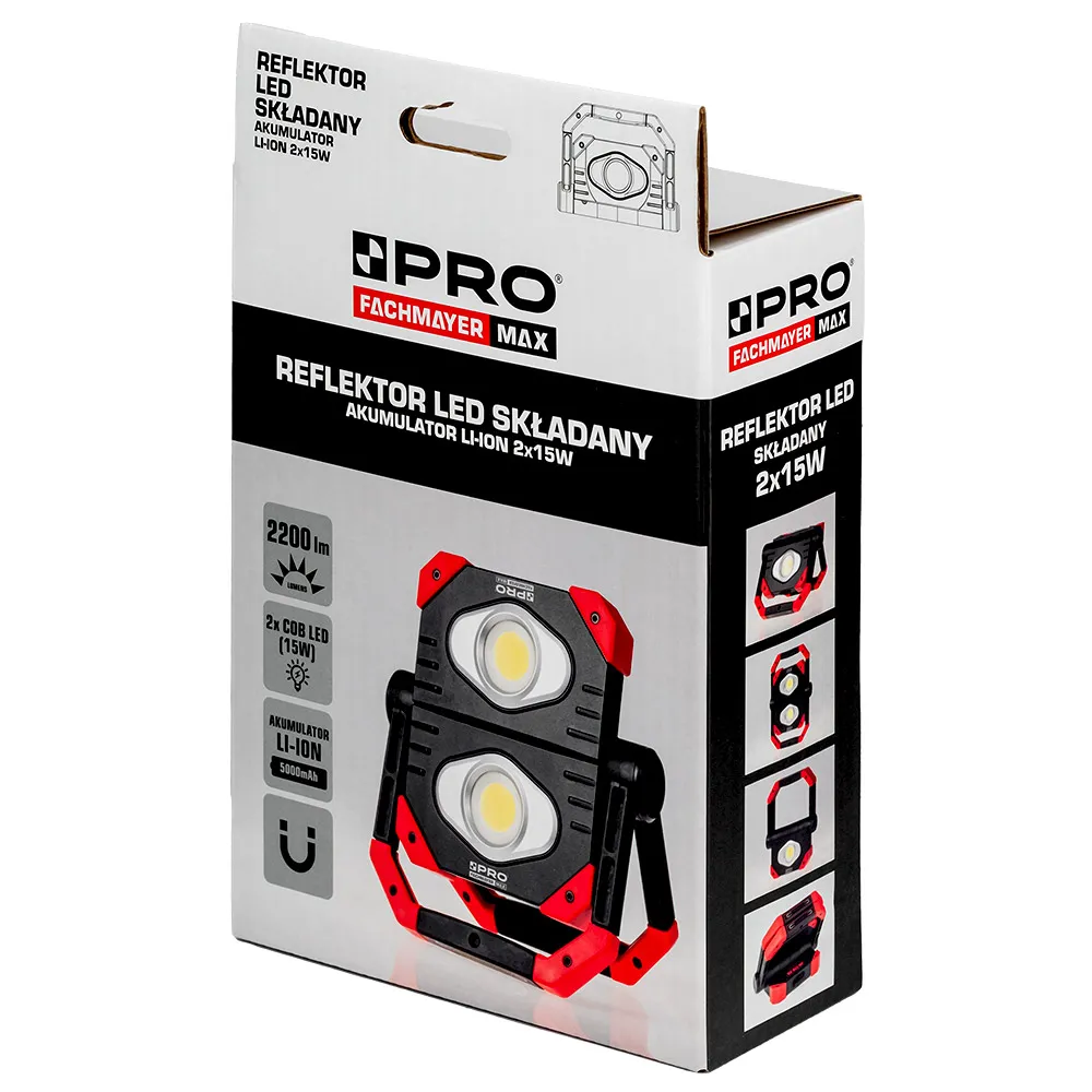 Lampa warsztatowa LED 2x15W z akumulatorem i powerbankiem