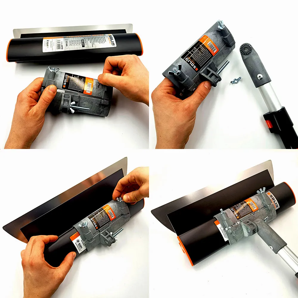 Zakładanie noża do gładzi na kij z adapterem