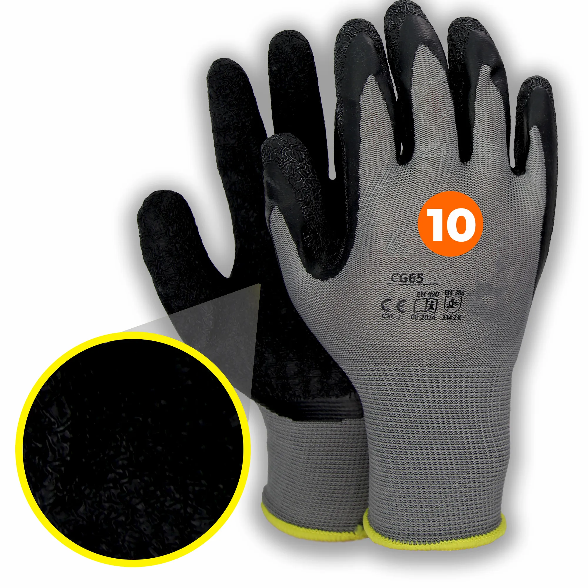 Rękawice robocze powlekane gumą POLIESTER LATEKS PREMIUM rozmiar 10