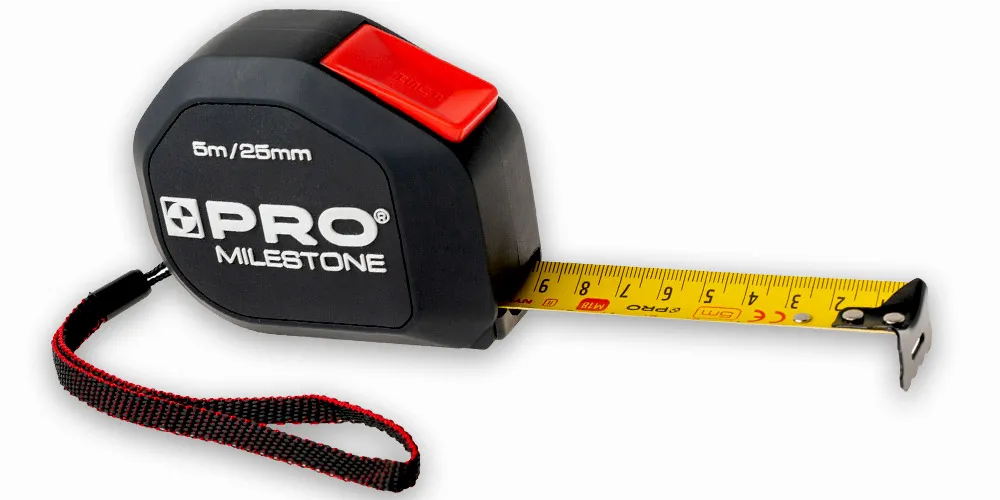 Miara budowlana MILESTONE PRO 5m Fachmayer z hamulcem i magnesami