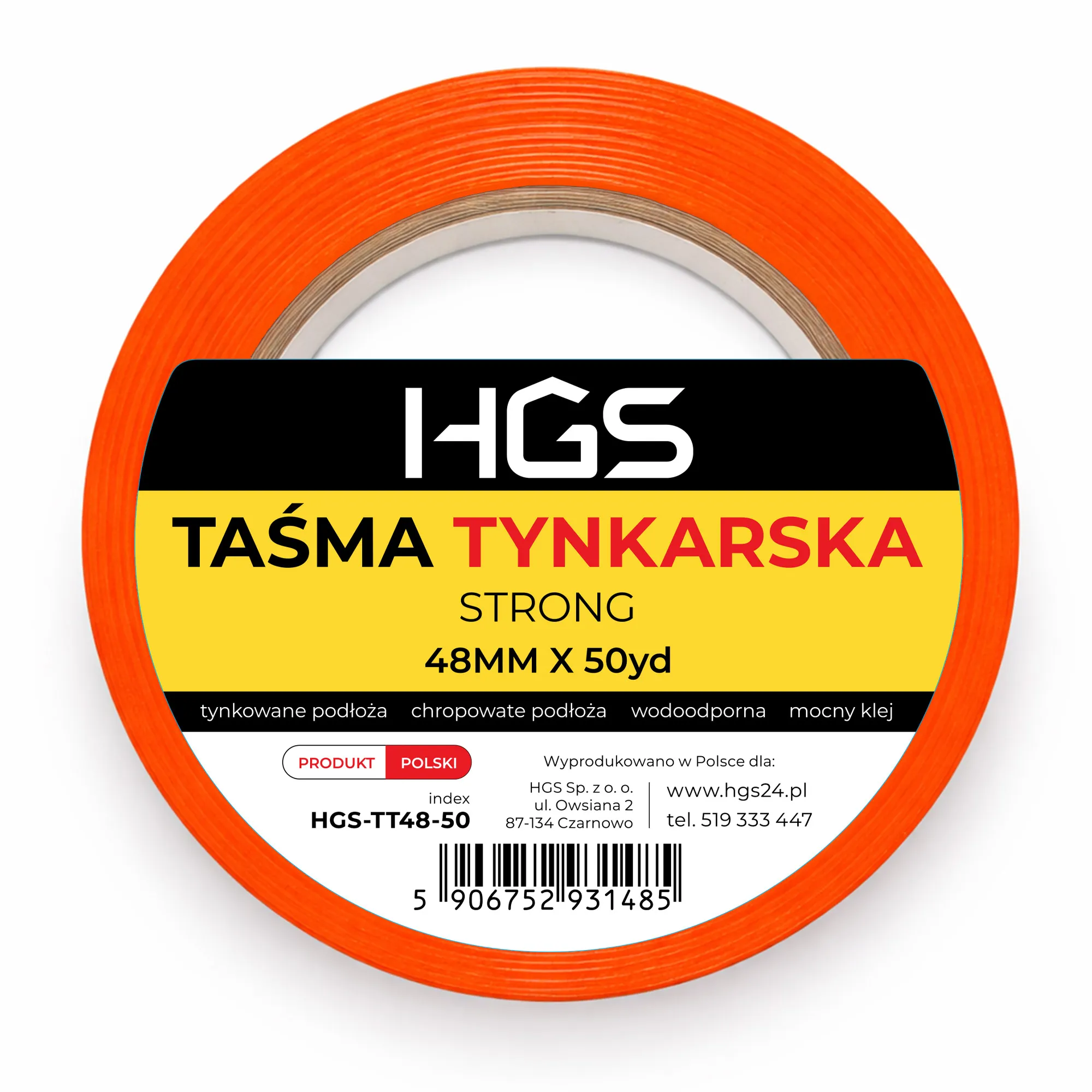 Taśma tynkarska HGS 48mm x 50yd pomarańczowa mocna