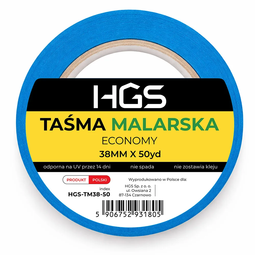 Taśma malarska HGS 38mm x 50yd – niebieska, UV 14 dni