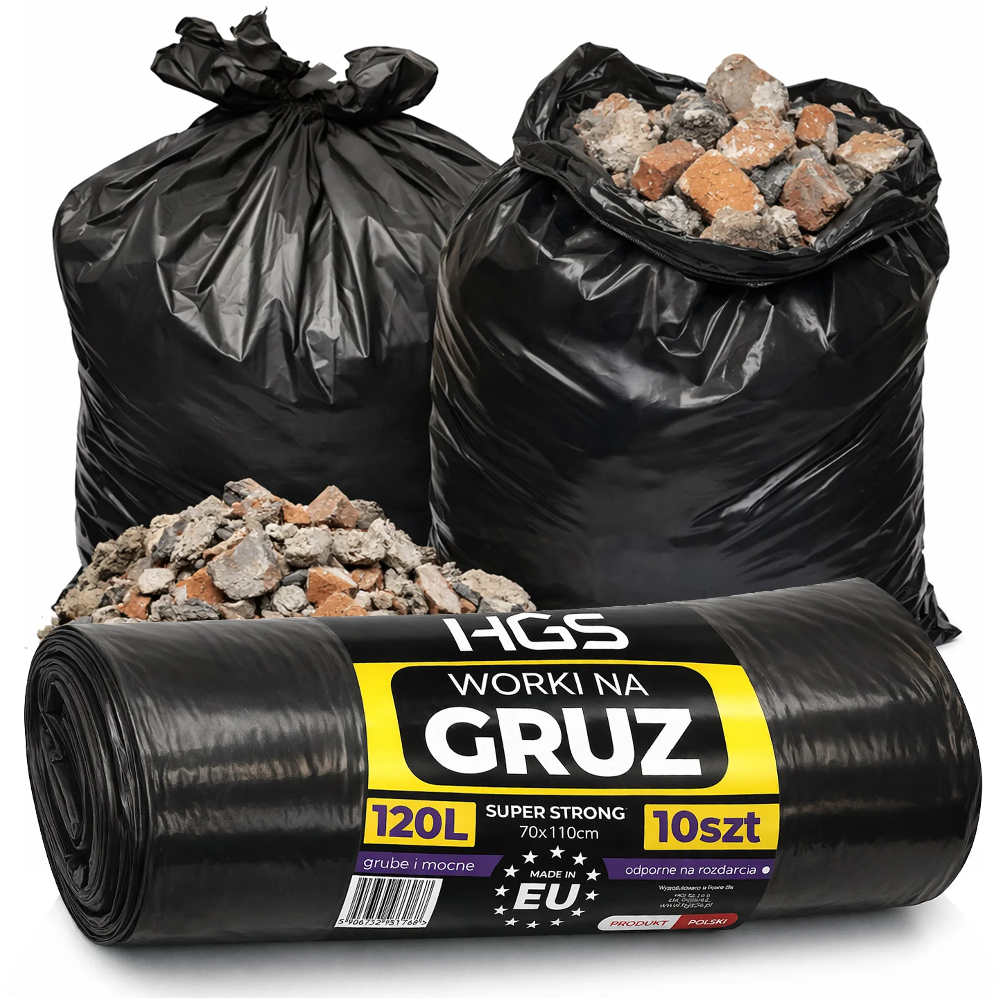 Worki na gruz 120L HGS EXTRA MOCNE worki na odpady budowlane