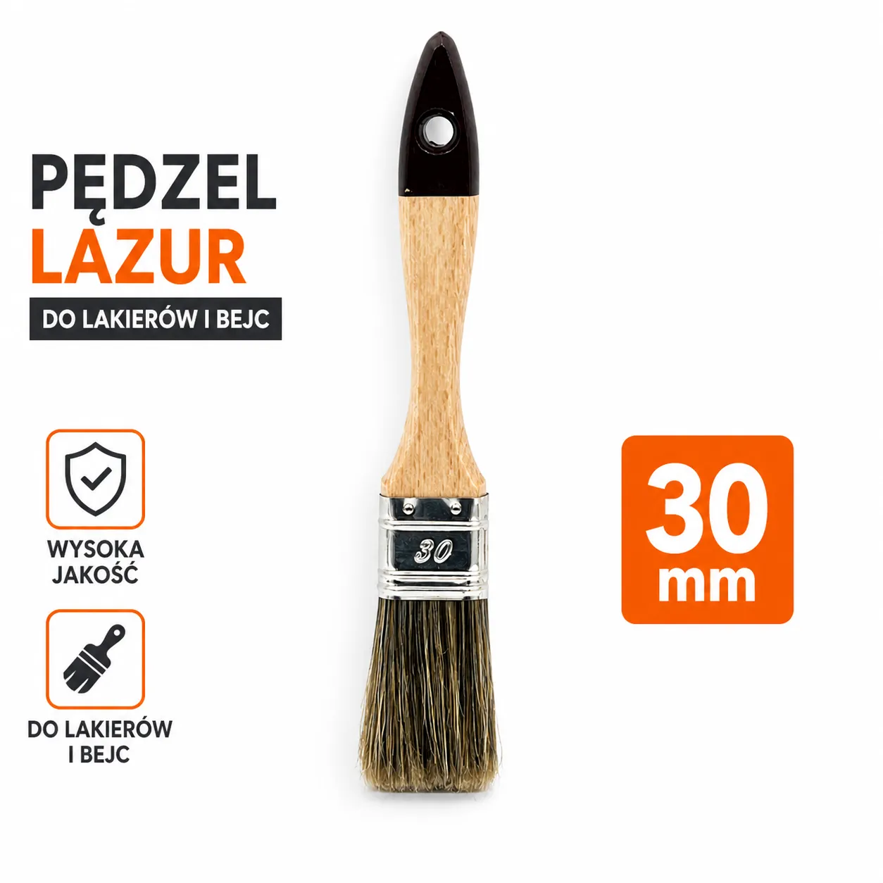 Pędzel lazur 30 mm do lakierów bejc i farb