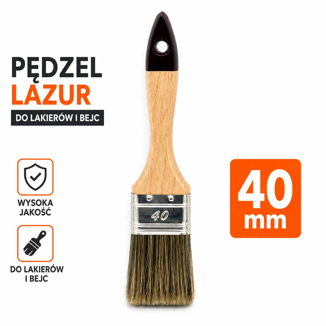 Pędzel lazur 40 mm do lakierów bejc i farb