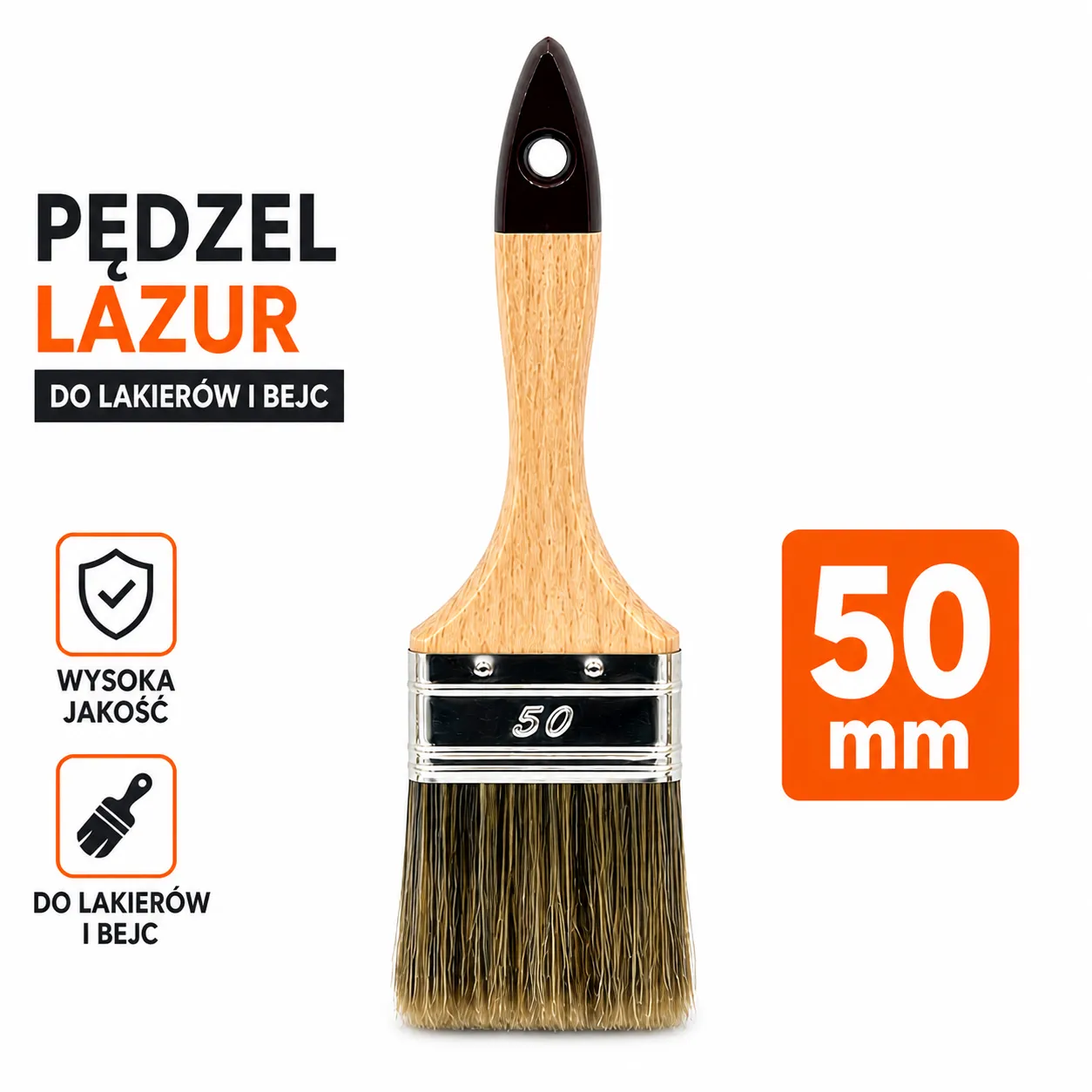 Pędzel lazur 50 mm do lakierów bejc i farb