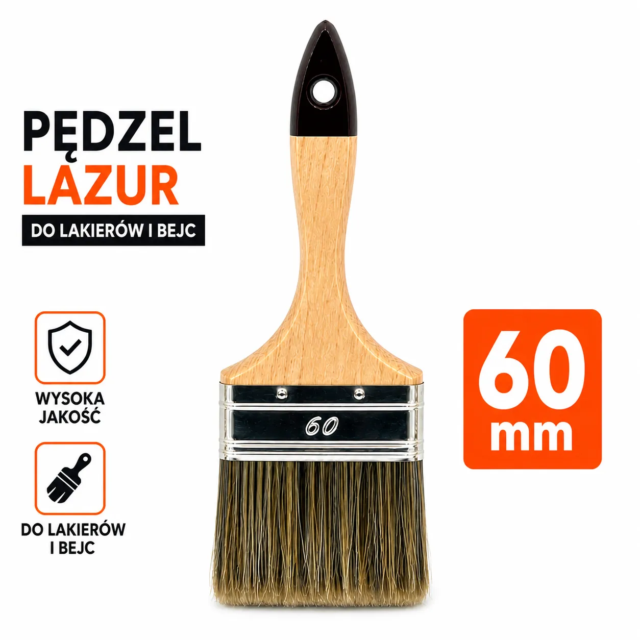 Pędzel lazur 60 mm do lakierów bejc i farb