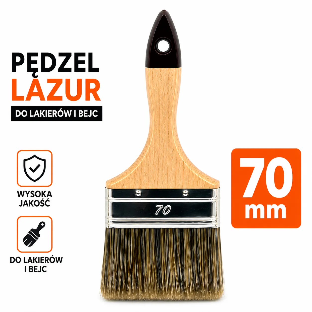 Pędzel lazur 70 mm do lakierów bejc i farb