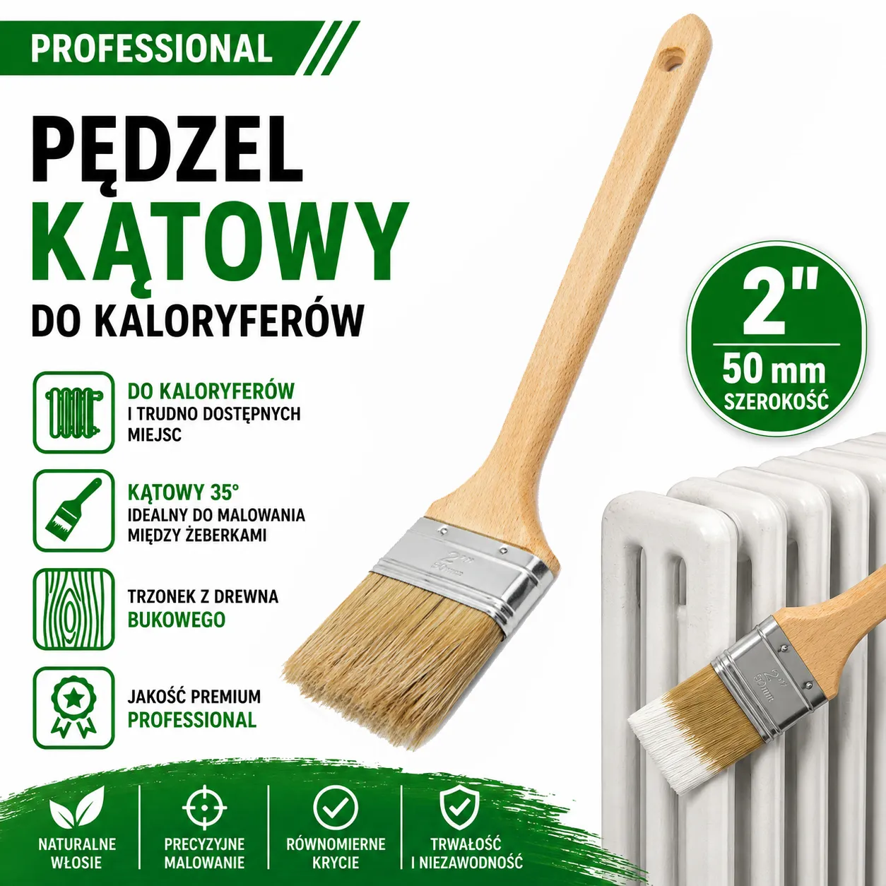 Pędzel kaloryferowy kątowy 2 cale 50mm SOLID