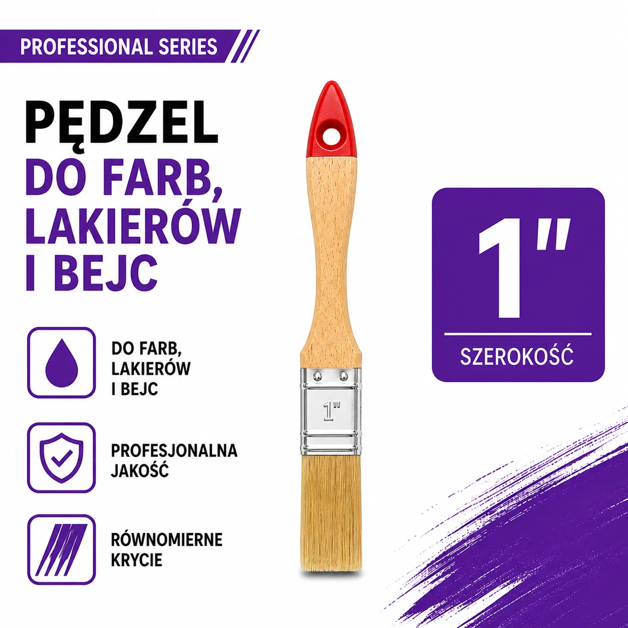 Pędzel angielski 1 cal 25mm do farb lakierów i bejc SOLID
