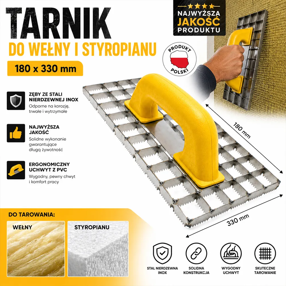 Tarnik zdzierak do wełny i styropianu 180x330mm STAL INOX SOLID
