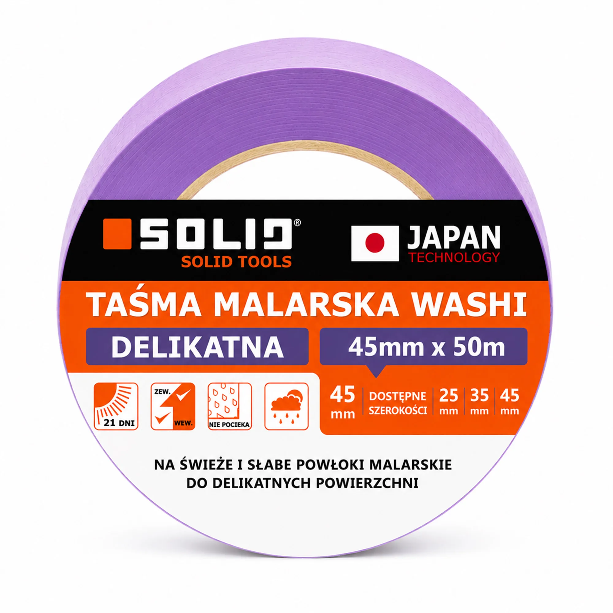 Taśma malarska Washi 45mm x 50mb SOLID